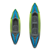 Green inflatable kayak on river for 2 lightweight high pressure hobie inflatable kayak
