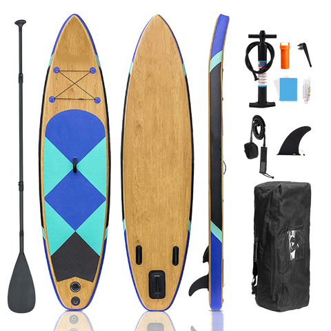 Wooden color double layer material surfing inflatable sup board